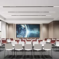 Modern Conference Room Interior With Large Screen Comfortable Chairs And Bright Windows 3d model
