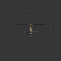 Detailed Blue Yellow Military Helicopter Model With Twin Rotors And Rocket Launchers