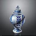 Blue And White Carved Sculpture Vase With Intricate Patterns And Lid