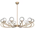 Elegant Modern Golden Frame Chandelier With Multiple White Spherical Bulbs 3d model