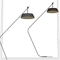 Modern Curved Floor Lamps With Black Shades Illuminated In Minimalist Space