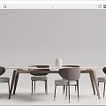 Modern Dining Table and Chair Combination 3d model