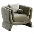 Modern Light Green Single Sofa With Curved Arms Geometric Pillow And Round Cushion