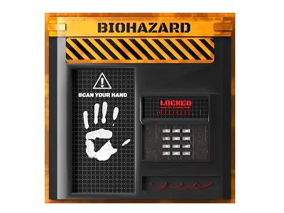 Biohazard Hand Scanner Device With Scan Your Hand And Liquidated 3d model