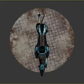 Detailed Cybernetic Greyhound Mechanical Dog With Black Body Blue Accents And Platform Base