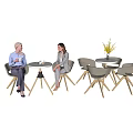 Modern Table Chair Set With Light Gray Chairs Round Tabletop And Golden Metal Legs