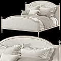 Elegant Classic Double Bed With Upholstered Headboard Carved Details And Plush Pillows