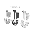 Toilet Faucet High Pressure Wash Gun With Coiled Hose In Different Colors