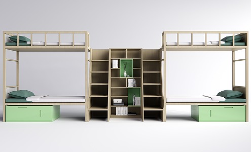 Modern Bed High and Low Bed Dormitory Bed 3d model