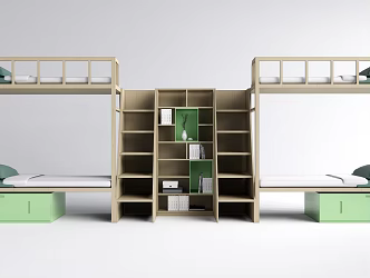 Modern Bed High and Low Bed Dormitory Bed 3d model