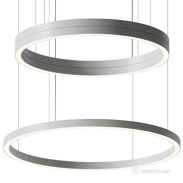 Modern Unique Shape Pendant Light With Double Ring Design And LED Lighting For Interior Decoration 3d model