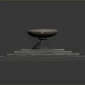 Stone Decorative Platform With Multi layered Square Base And Circular Top Design 3d model