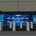 Corporate Exhibition Hall Featuring Smart Operation Blue Lighting Displays And Exhibition Stands