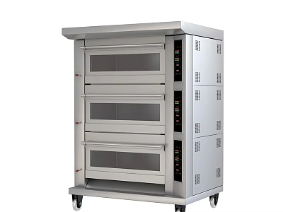 Commercial Three Tier Stainless Steel Kitchen Oven With Mobile Wheels 3d model