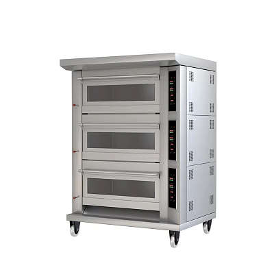 Commercial Three Tier Stainless Steel Kitchen Oven With Mobile Wheels 3d model