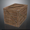 3D Wooden Crate Scene Component With Textured Slats And Cross Braces