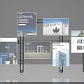 Event Display Wall With Multiple Panels Showcasing Building Excellence Company Logos And Architectural
