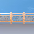 Traditional Chinese Wooden Railing Featuring Intricate Geometric Lattice Carvings And Classic Design Elements