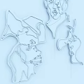Colorful Neon Light Face Silhouettes in Pink Blue Yellow on Black Background Modern Art Design