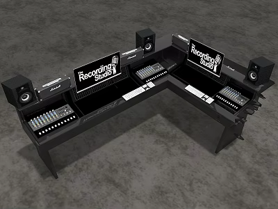 Professional Recording Studio Commercial Equipment With Console Monitors And Speakers 3d model