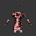 Red and White Short Sleeved Buttoned Dress with Matching Gloves and Hat