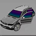 White BMW SUV With Colorful Gradient Windows Open Doors And Silver Wheels