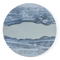 Round Framed Wall Art with Blue Gray Textured Mountain Wave Design and Layered Patterns 3d model