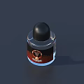 Stylish Perfume Bottle With Black Cap Transparent Body Red Black Label And The Spirit Design