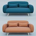 Nordic Double Sofa Fabric Double Sofa 3d model