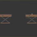 Two Air Hockey Tables With Wooden Tabletop And Field Pattern Including Pucks And Goals