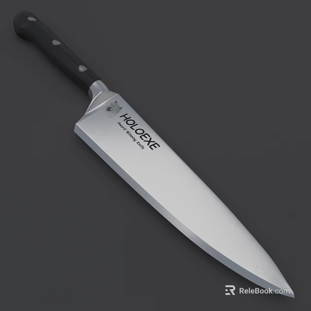 HOLOSTE Kitchen Knife Weapon With Stainless Steel Sharp Blade And Black Handle 3d model