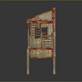 Weathered Wooden House With Sloped Roof Stairs And Exposed Weathered Plank Walls