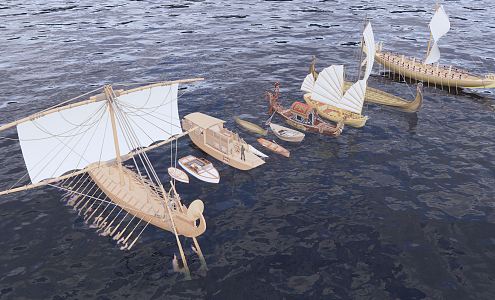 New Chinese Wooden Boat Wooden Boat Collection 3d model