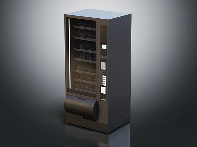 Black Commercial Vending Machine With Transparent Glass Door And Multiple Product Storage Shelves 3d model