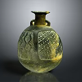 Wooden Furniture Surface Decorated With Antique Bronze Vase And Carved Patterns