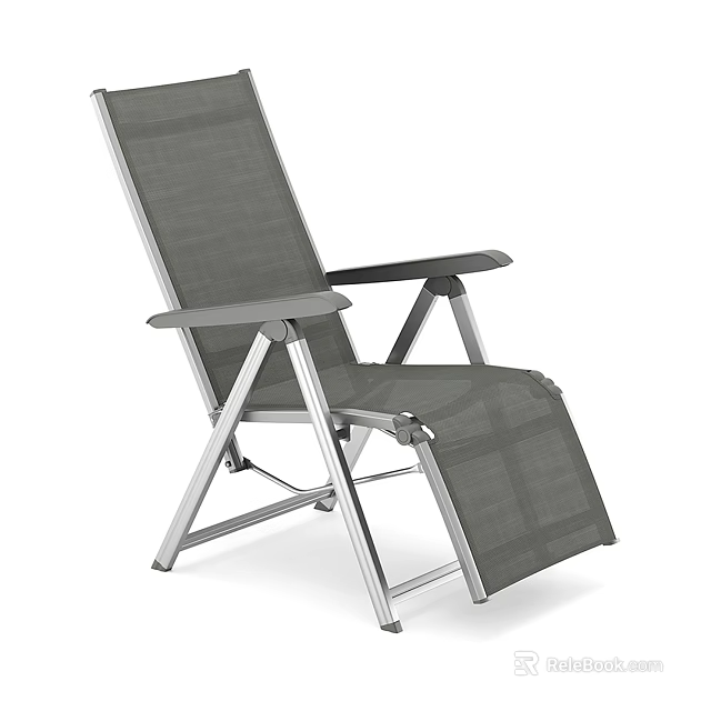 Modern Gray Folding Armchair With Mesh Seat Metal Frame And Armrests 3d model 