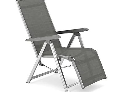 Modern Gray Folding Armchair With Mesh Seat Metal Frame And Armrests 3d model