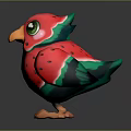 Adorable Watermelon Inspired Bird With Red Body Black Seeds Green Wings And Big Green Eyes