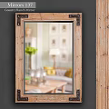 Vintage Wooden Frame Mirror Reflecting Living Room Furniture And Decor