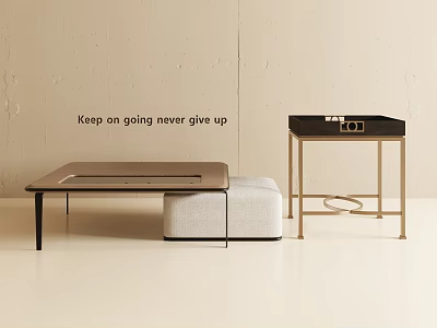 Modern Living Room Coffee Table Design With Metal Frame Ottoman And Side Table 3d model