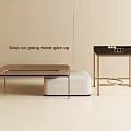 Modern Living Room Coffee Table Design With Metal Frame Ottoman And Side Table