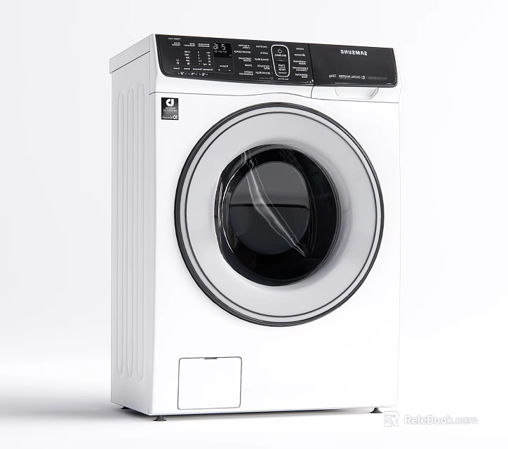 White Front Load Washing Machine With Modern Control Panel Design 3d model 