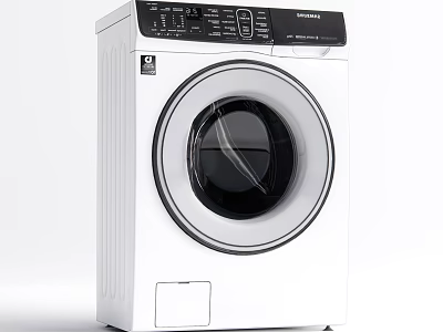 White Front Load Washing Machine With Modern Control Panel Design 3d model