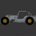 Yellow And Silver Off Road Car With Large Tires Open Design And Front Seats