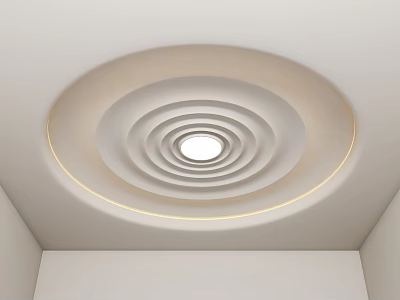 Modern Ceiling Design With Circular Layers And Built In Lighting 3d model