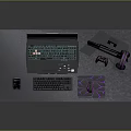 Gaming Workstation Setup With Dual Monitors Keyboard Mouse Headphones And Smartphone