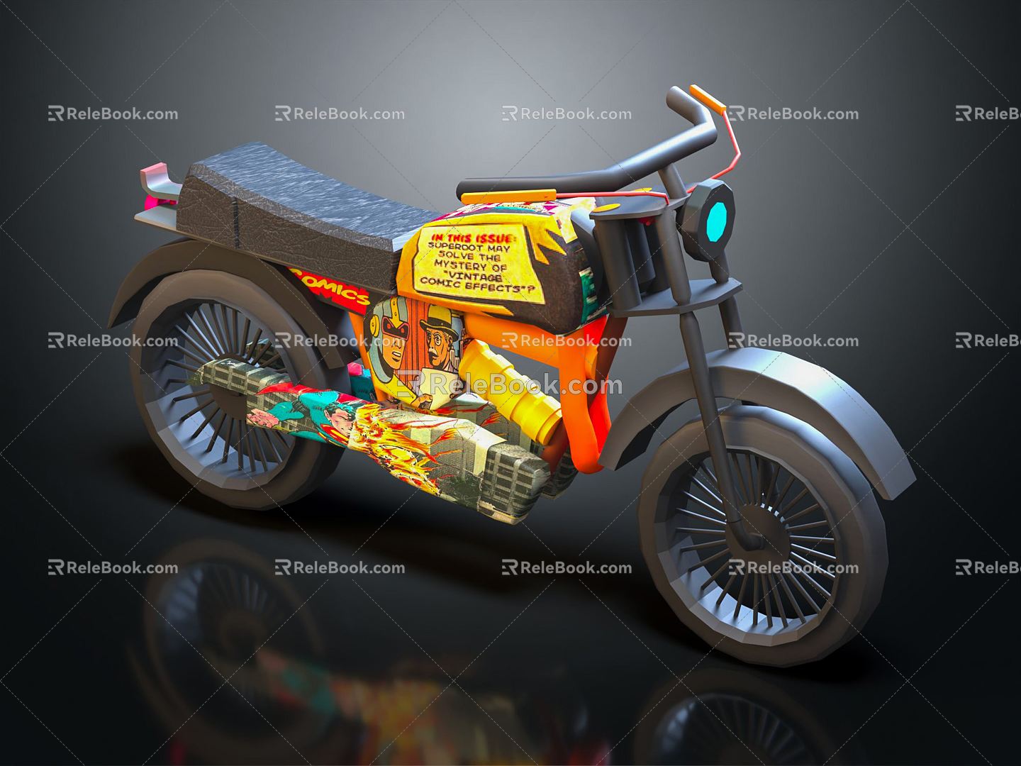 Modern Motorcycle Cartoon Motorcycle 3d model