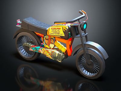 Modern Motorcycle Cartoon Motorcycle 3d model