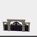 Ornate Classic Entrance Gate With Intricate Wrought Iron Carvings And Stone Pillars