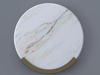 Modern Round Wall Lamp With White Marble Surface And Gold Arc Base 3d model